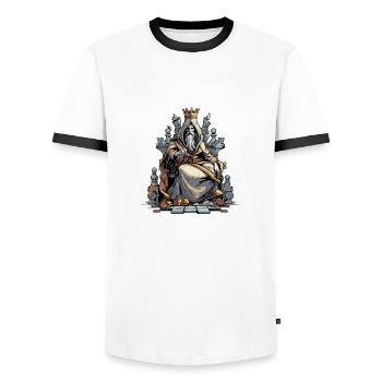 The Eurist King - Men's Ringer Shirt - white/black - Front - AI Model Female 172 light (172cm) & AI Model Male 178 dark (178cm)