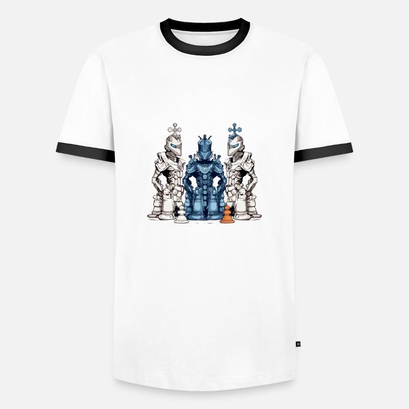 Futuristic chess pieces - Men's Ringer Shirt - white/black
