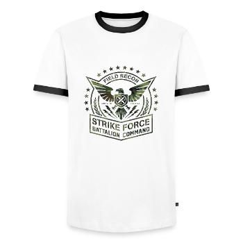 Army Military Air Force Navy Marines America USA - Men's Ringer Shirt - white/black - Front - AI Model Female 172 light (172cm) & AI Model Male 178 dark (178cm)
