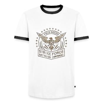 Army Military Air Force Navy Marines America USA - Men's Ringer Shirt - white/black - Front - AI Model Female 172 light (172cm) & AI Model Male 178 dark (178cm)