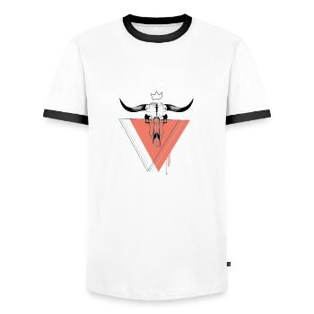 Triangle bull skull - Men's Ringer Shirt - white/black - Front - AI Model Female 172 light (172cm) & AI Model Male 178 dark (178cm)