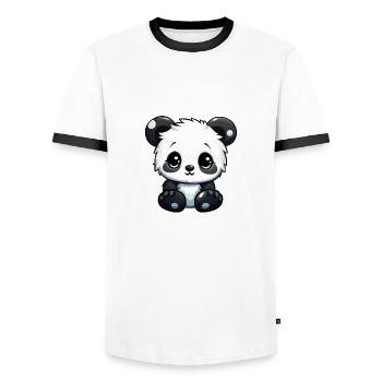 süßer Panda - Männer Kontrast-T-Shirt - Weiß/Schwarz - Vorne - AI Model Female 172 light (172cm) & AI Model Male 178 dark (178cm)