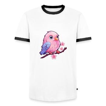 cute little bird - Men's Ringer Shirt - white/black - Front - AI Model Female 172 light (172cm) & AI Model Male 178 dark (178cm)