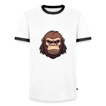 Gorilla Anime - Men's Ringer Shirt - white/black - Front - AI Model Female 172 light (172cm) & AI Model Male 178 dark (178cm)