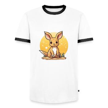 Kangaroo Kawaii - Men's Ringer Shirt - white/black - Front - AI Model Female 172 light (172cm) & AI Model Male 178 dark (178cm)