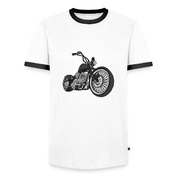 Schwarzer Chopper Grafik - Männer Kontrast-T-Shirt - Weiß/Schwarz - Vorne - AI Model Female 172 light (172cm) & AI Model Male 178 dark (178cm)