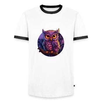 Eule mystisch - Männer Kontrast-T-Shirt - Weiß/Schwarz - Vorne - AI Model Female 172 light (172cm) & AI Model Male 178 dark (178cm)