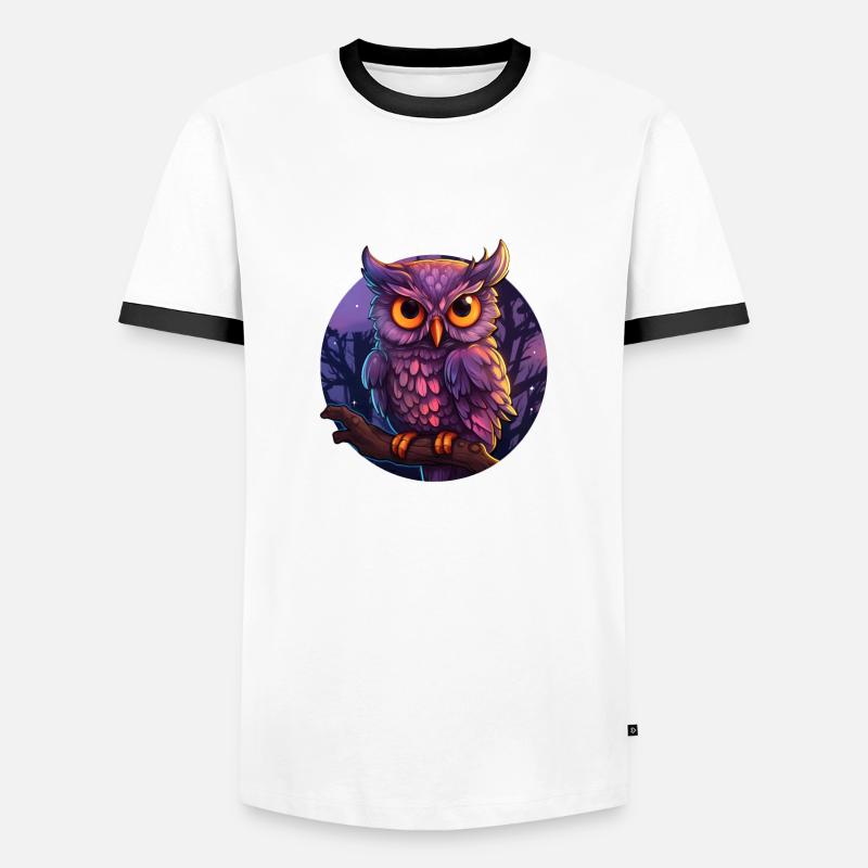 Eule mystisch - Männer Kontrast-T-Shirt - Weiß/Schwarz