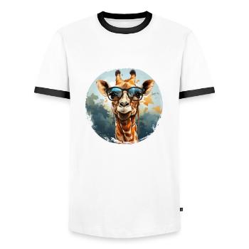 Girafe hipster animale avec des lunettes de soleil drôle - T-shirt contrasté Homme - blanc/noir - Devant - AI Model Female 172 light (172cm) & AI Model Male 178 dark (178cm)