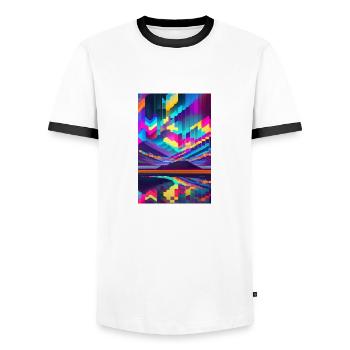 psychedelic glitch of pixels - T-shirt contrasté Homme - blanc/noir - Devant - AI Model Female 172 light (172cm) & AI Model Male 178 dark (178cm)