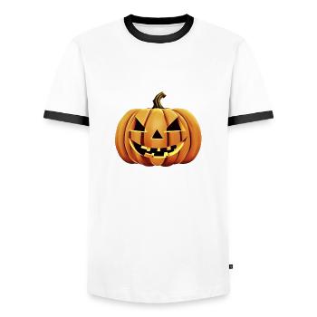 Halloween Pumpkin Costume Pumpkins Gift Pumpkin - Men's Ringer Shirt - white/black - Front - AI Model Female 172 light (172cm) & AI Model Male 178 dark (178cm)