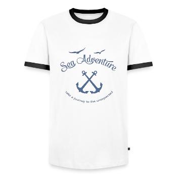 Sea Adventure - Men's Ringer Shirt - white/black - Front - AI Model Female 172 light (172cm) & AI Model Male 178 dark (178cm)