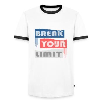 Break your Limits - Men's Ringer Shirt - white/black - Front - AI Model Female 172 light (172cm) & AI Model Male 178 dark (178cm)