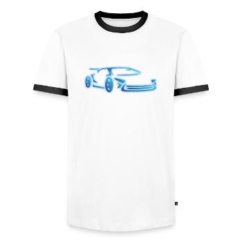 Fast Supercar Concept Car Sports Car Racing - T-shirt contrasté Homme - blanc/noir - Devant - AI Model Female 172 light (172cm) & AI Model Male 178 dark (178cm)