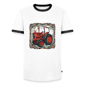 Tracteur - T-shirt contrasté Homme - blanc/noir - Devant - AI Model Female 172 light (172cm) & AI Model Male 178 dark (178cm)