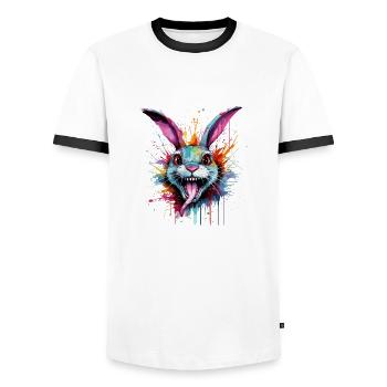 colorful & crazy bunny - Men's Ringer Shirt - white/black - Front - AI Model Female 172 light (172cm) & AI Model Male 178 dark (178cm)