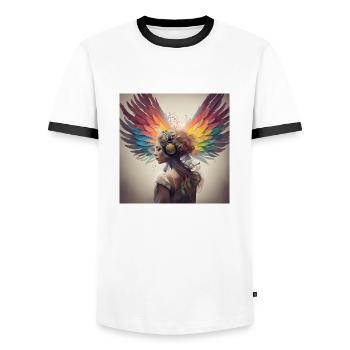 Elfe de la musique - T-shirt contrasté Homme - blanc/noir - Devant - AI Model Female 172 light (172cm) & AI Model Male 178 dark (178cm)