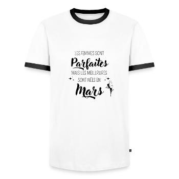 Femmes parfaites nées en mars - T-shirt contrasté Homme - blanc/noir - Devant - AI Model Female 172 light (172cm) & AI Model Male 178 dark (178cm)