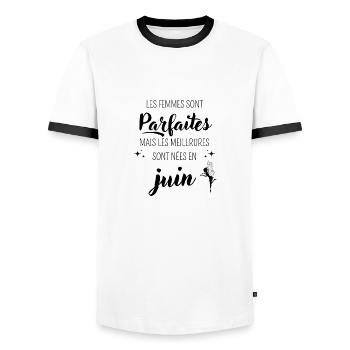 Femmes parfaites nées en juin - T-shirt contrasté Homme - blanc/noir - Devant - AI Model Female 172 light (172cm) & AI Model Male 178 dark (178cm)