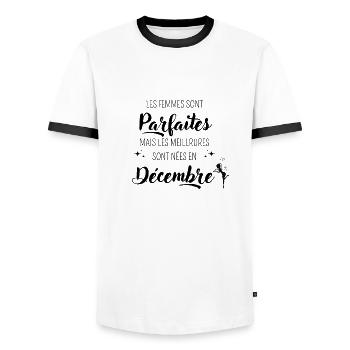 Femmes parfaites nées en décembre - T-shirt contrasté Homme - blanc/noir - Devant - AI Model Female 172 light (172cm) & AI Model Male 178 dark (178cm)
