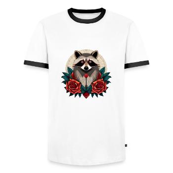 Raton laveur - T-shirt contrasté Homme - blanc/noir - Devant - AI Model Female 172 light (172cm) & AI Model Male 178 dark (178cm)
