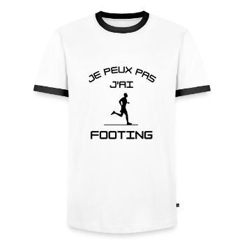 J'peux pas j'ai footing - T-shirt contrasté Homme - blanc/noir - Devant - AI Model Female 172 light (172cm) & AI Model Male 178 dark (178cm)