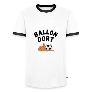 Ballon Dort-humour - T-shirt contrasté Homme - blanc/noir - Devant - AI Model Female 172 light (172cm) & AI Model Male 178 dark (178cm)