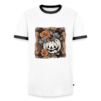 Halloween / Kürbis / Herbst / Feiertag / orange - Männer Kontrast-T-Shirt - Weiß/Schwarz - Vorne - AI Model Female 172 light (172cm) & AI Model Male 178 dark (178cm)