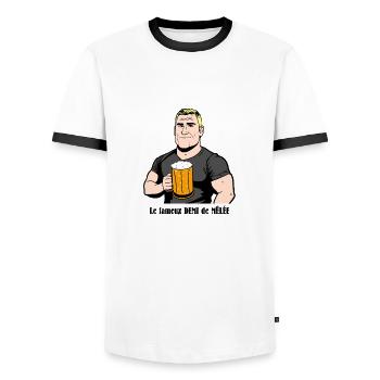 LE FAMEUX DEMI DE MÊLÉE ! (Rugby) - T-shirt contrasté Homme - blanc/noir - Devant - AI Model Female 172 light (172cm) & AI Model Male 178 dark (178cm)