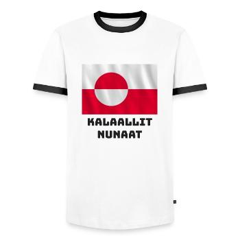 Drapeau du Groenland - T-shirt contrasté Homme - blanc/noir - Devant - AI Model Female 172 light (172cm) & AI Model Male 178 dark (178cm)