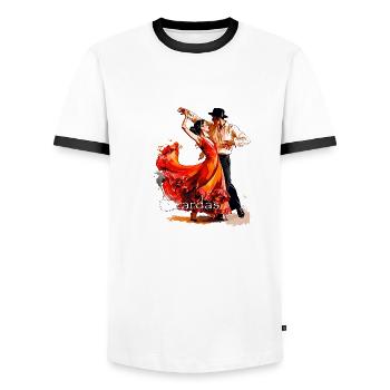 Dancing has many advantages - Men's Ringer Shirt - white/black - Front - AI Model Female 172 light (172cm) & AI Model Male 178 dark (178cm)