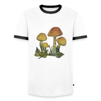 Pilze - Männer Kontrast-T-Shirt - Weiß/Schwarz - Vorne - AI Model Female 172 light (172cm) & AI Model Male 178 dark (178cm)