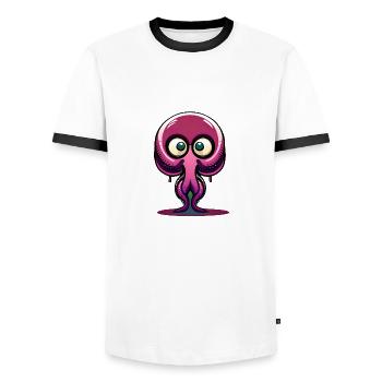 Joe the Octupus - Men's Ringer Shirt - white/black - Front - AI Model Female 172 light (172cm) & AI Model Male 178 dark (178cm)