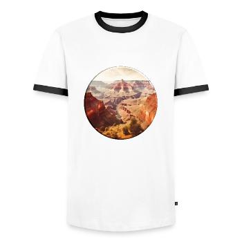 Parc national du Grand Canyon en Arizona - T-shirt contrasté Homme - blanc/noir - Devant - AI Model Female 172 light (172cm) & AI Model Male 178 dark (178cm)