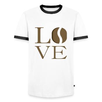 Coffee Love - Coffee Bean Love - T-shirt contrasté Homme - blanc/noir - Devant - AI Model Female 172 light (172cm) & AI Model Male 178 dark (178cm)