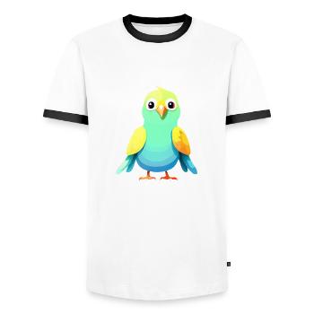 Budgie Bird Cockatiel Bird Owner - Men's Ringer Shirt - white/black - Front - AI Model Female 172 light (172cm) & AI Model Male 178 dark (178cm)