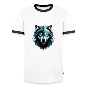 wolf - Men's Ringer Shirt - white/black - Front - AI Model Female 172 light (172cm) & AI Model Male 178 dark (178cm)