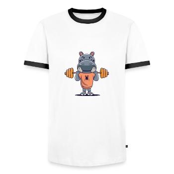 Hippo - Männer Kontrast-T-Shirt - Weiß/Schwarz - Vorne - AI Model Female 172 light (172cm) & AI Model Male 178 dark (178cm)