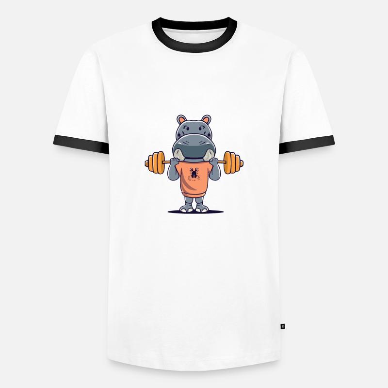 Hippo - Männer Kontrast-T-Shirt - Weiß/Schwarz
