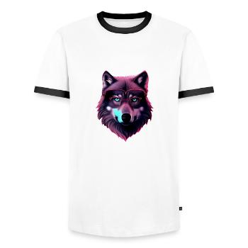 Wolf - Männer Kontrast-T-Shirt - Weiß/Schwarz - Vorne - AI Model Female 172 light (172cm) & AI Model Male 178 dark (178cm)