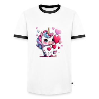 Unicorn Girl Unicorns Unicorn Mythical Animal - Men's Ringer Shirt - white/black - Front - AI Model Female 172 light (172cm) & AI Model Male 178 dark (178cm)