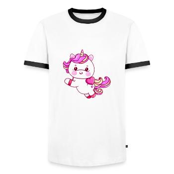 Unicorn Mythical Animal Unicorns Girl Unicorn - Men's Ringer Shirt - white/black - Front - AI Model Female 172 light (172cm) & AI Model Male 178 dark (178cm)