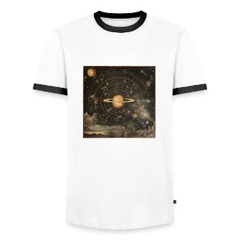 Ancient star map - Men's Ringer Shirt - white/black - Front - AI Model Female 172 light (172cm) & AI Model Male 178 dark (178cm)