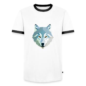 Wolf - Men's Ringer Shirt - white/black - Front - AI Model Female 172 light (172cm) & AI Model Male 178 dark (178cm)