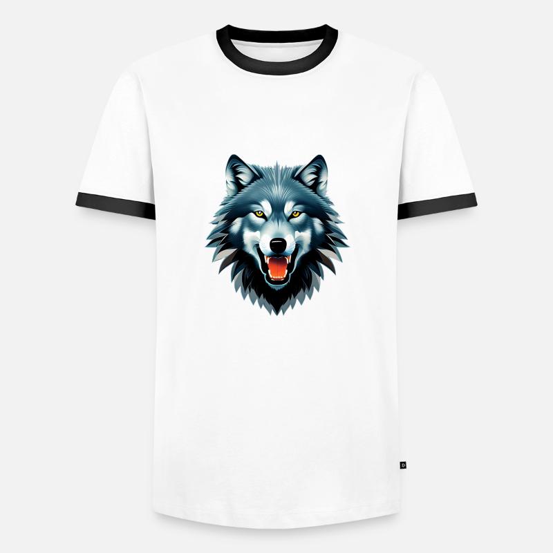 Wolf - Männer Kontrast-T-Shirt - Weiß/Schwarz