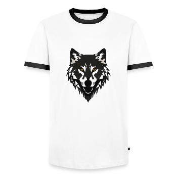 wolf - Men's Ringer Shirt - white/black - Front - AI Model Female 172 light (172cm) & AI Model Male 178 dark (178cm)