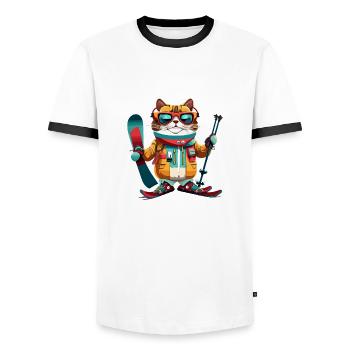 Ski - Männer Kontrast-T-Shirt - Weiß/Schwarz - Vorne - AI Model Female 172 light (172cm) & AI Model Male 178 dark (178cm)