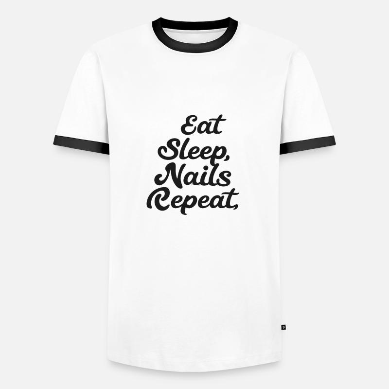 Eat Sleep Nails Repeat - Männer Kontrast-T-Shirt - Weiß/Schwarz