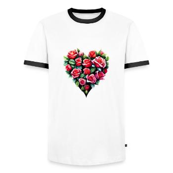 Fête des mères, Saint-Valentin, Mariage, Amour, Fiançailles - T-shirt contrasté Homme - blanc/noir - Devant - AI Model Female 172 light (172cm) & AI Model Male 178 dark (178cm)