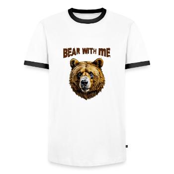 Bear with me - Men's Ringer Shirt - white/black - Front - AI Model Female 172 light (172cm) & AI Model Male 178 dark (178cm)